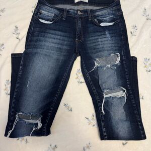Distressed Dark Blue Women's Jeans